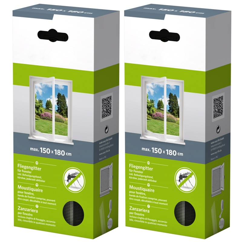 Fliegen-Gitter-Insektenschutz-Fenster-Fliegennetz-Moskitonetz-Muecken-Schutz-Weiss