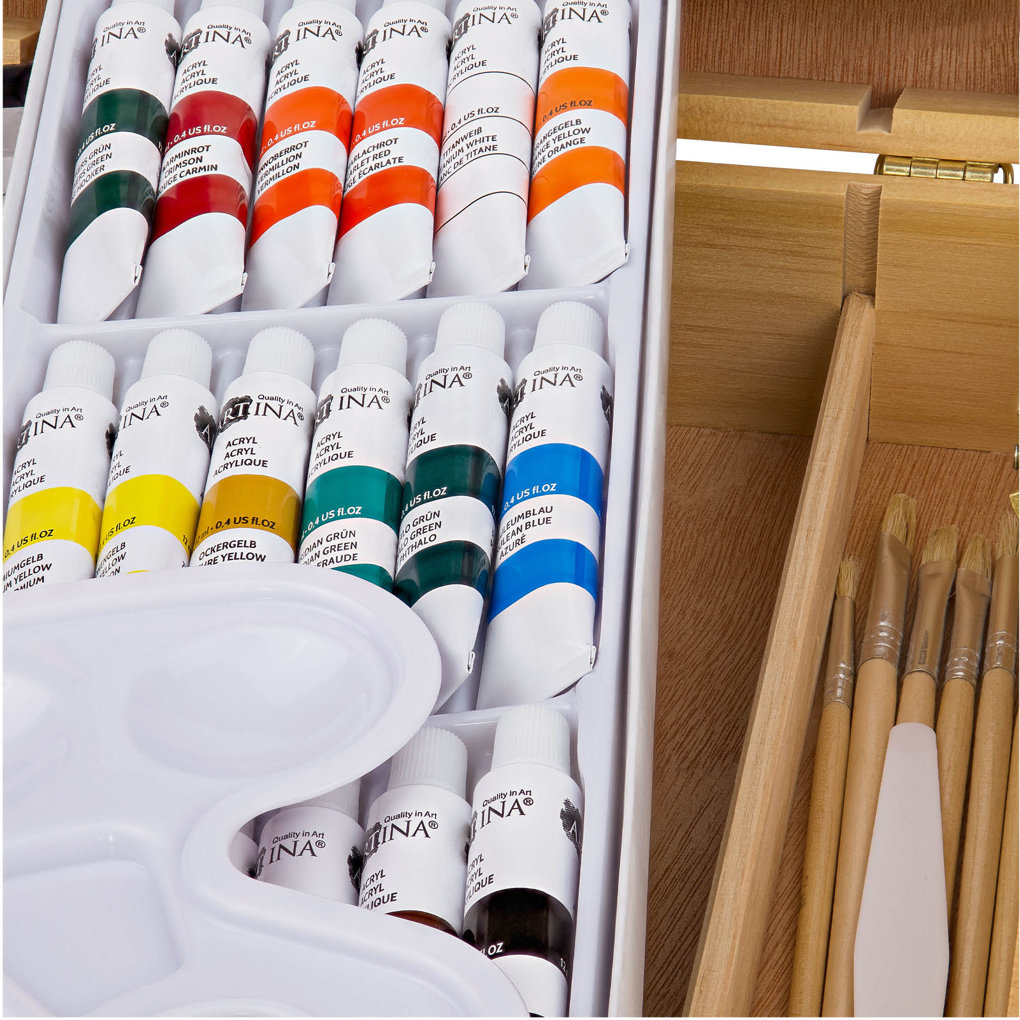 Malkoffer 28-tlg Malset Kinder Kofferstaffelei Acryl-Farben Tisch