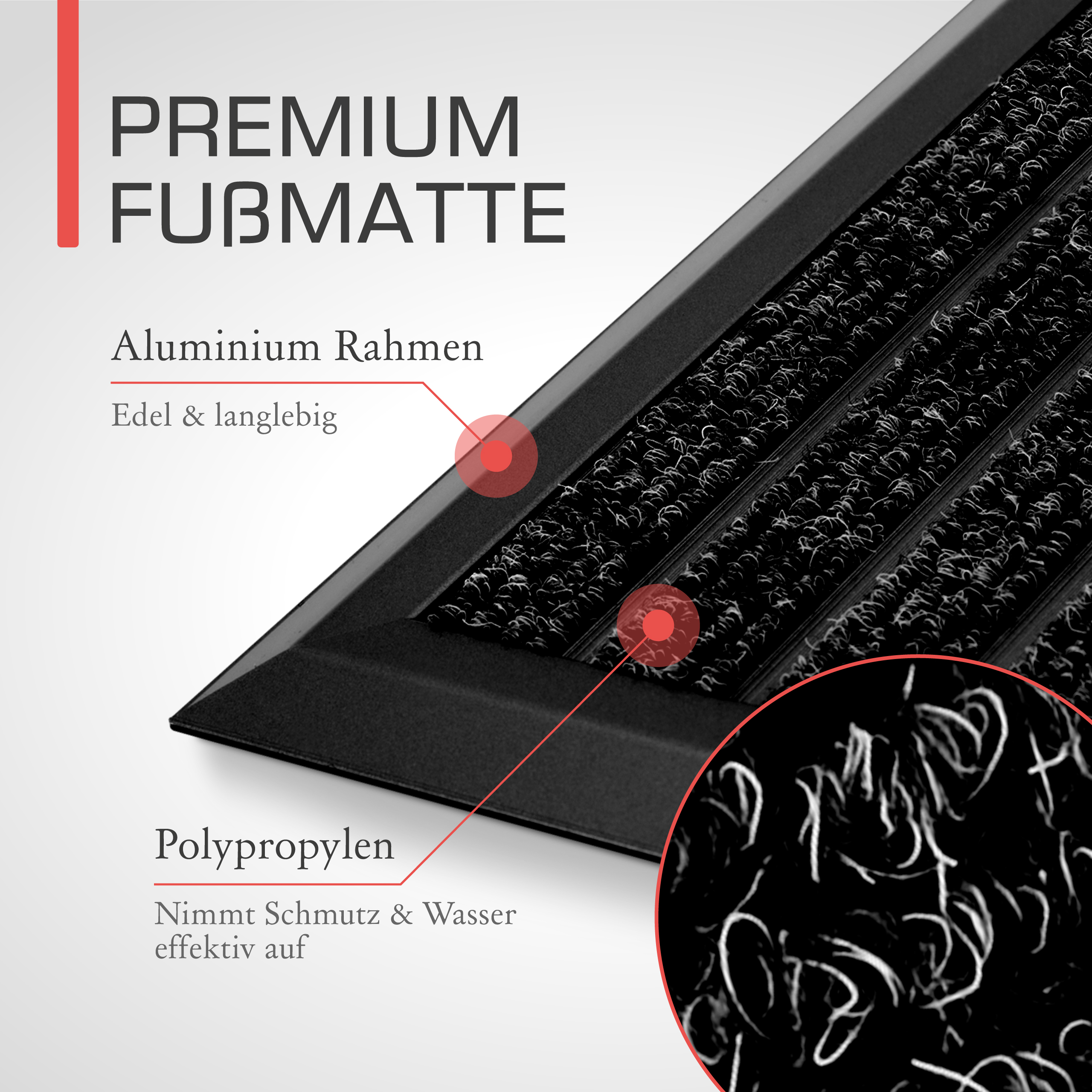Alu Fußmatte Türmatte Eingangsmatte Fußabtreter Schmutzfangmatte Bürstenmatte