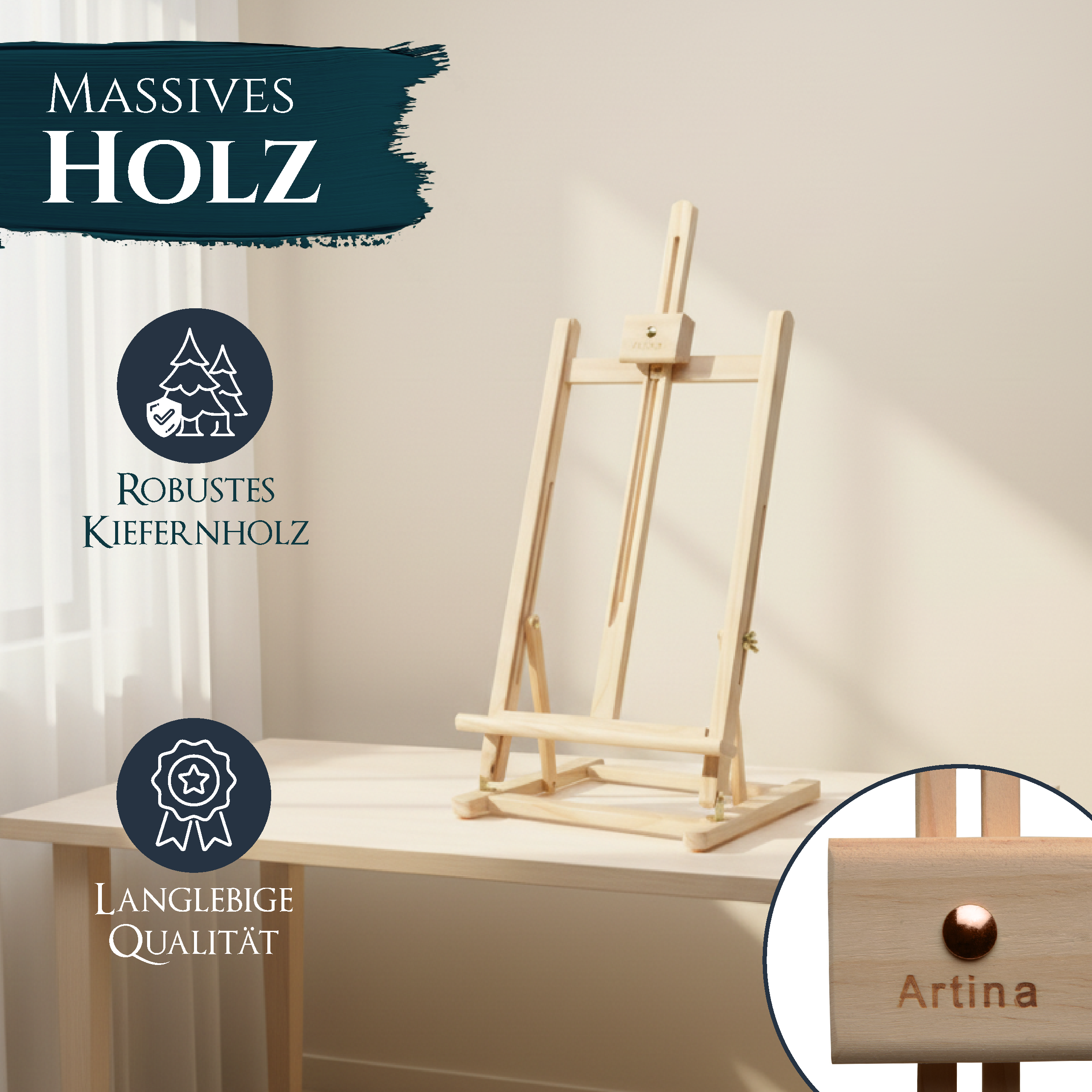 Tischstaffelei Staffelei Holz Holzstaffelei Bildhalter Mini Standstaffelei Malen 4250101310300